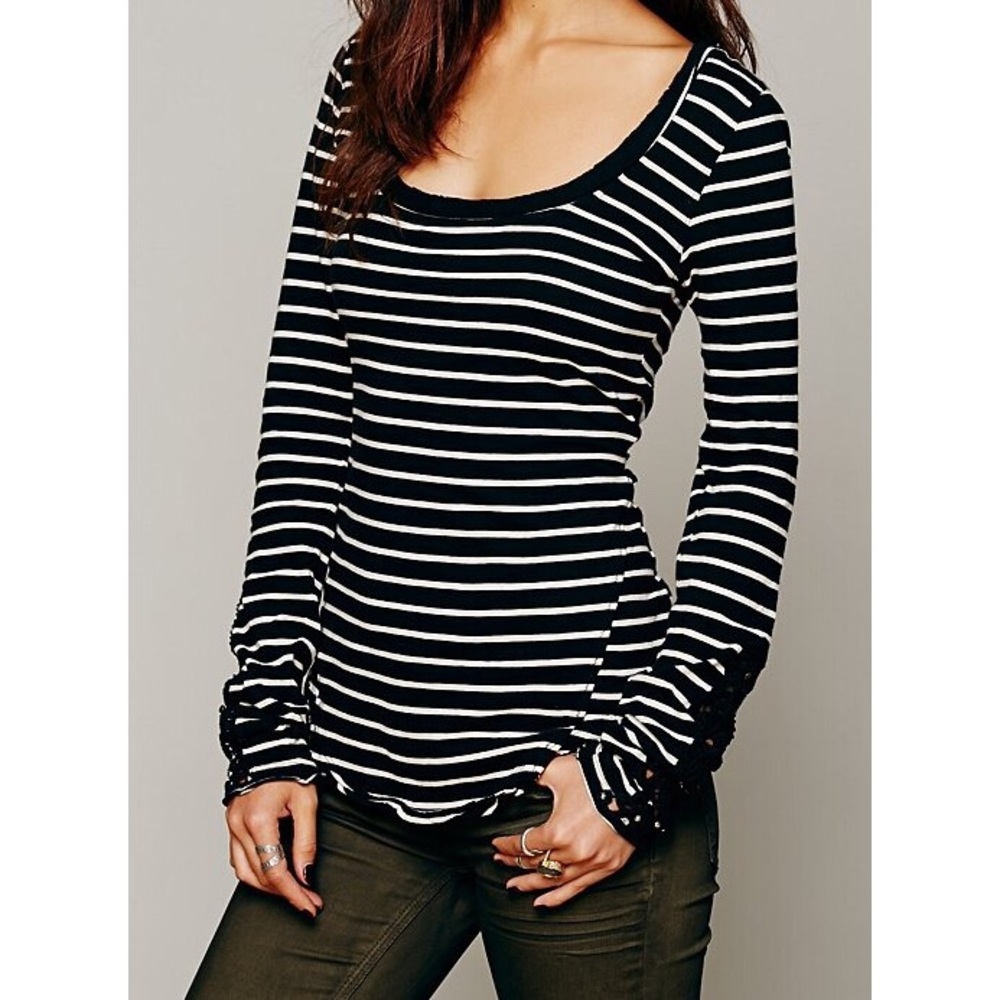 Free People Black Hard Candy Cuff Henley