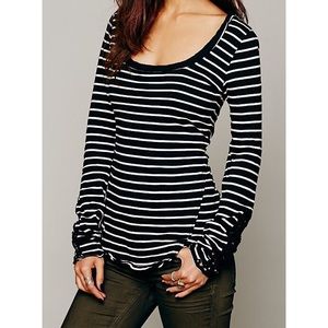 Free People Black Hard Candy Cuff Henley