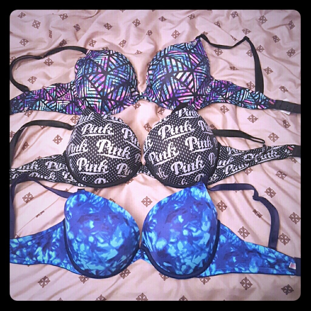 3 Pink Victoria Secret Bras