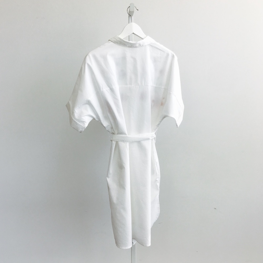 White Floral Embroidered Shirt Dress - Picture 4 of 8