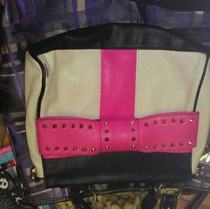 Pink Bow White Stud Leather Betsy Johnson Handbag