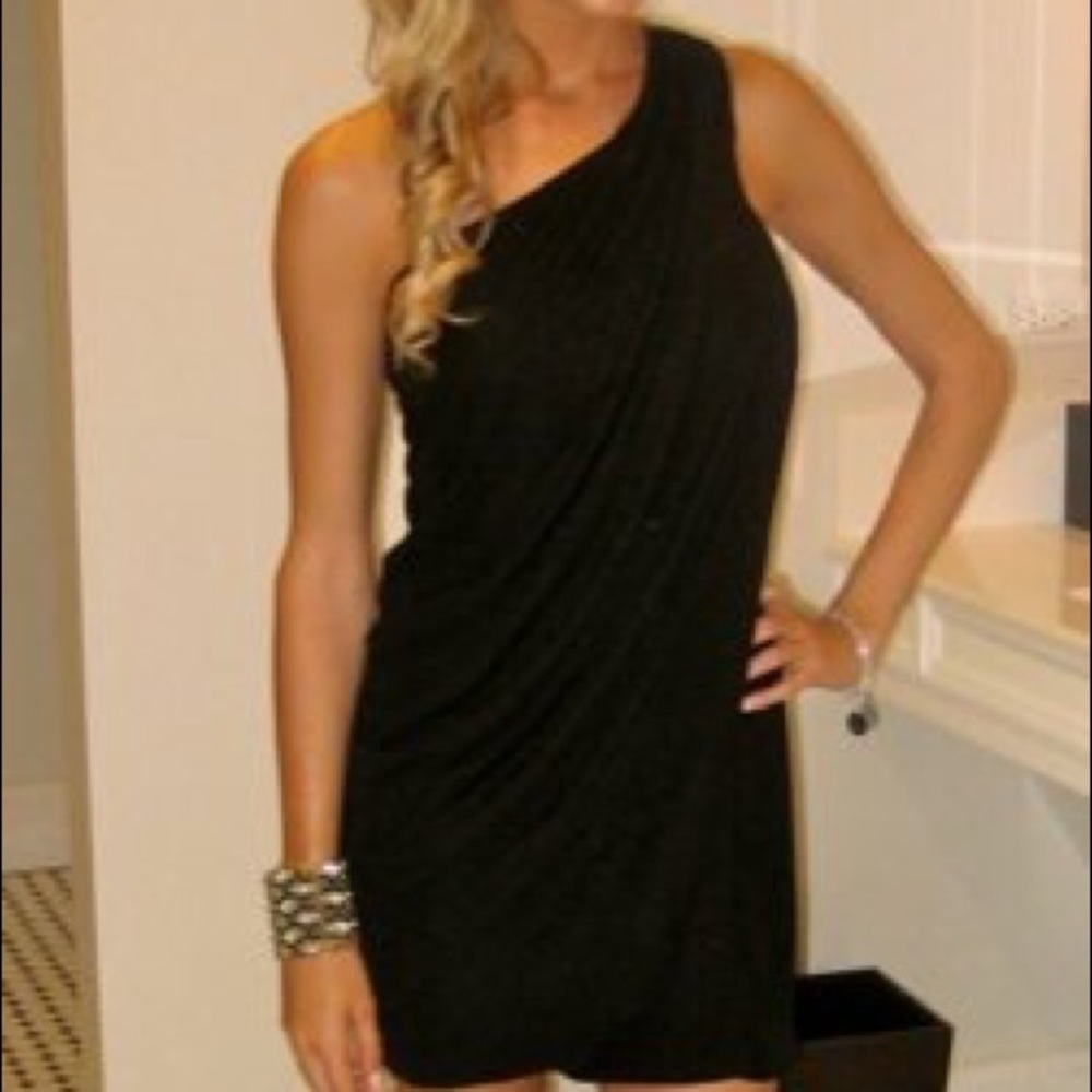 One strap black dress