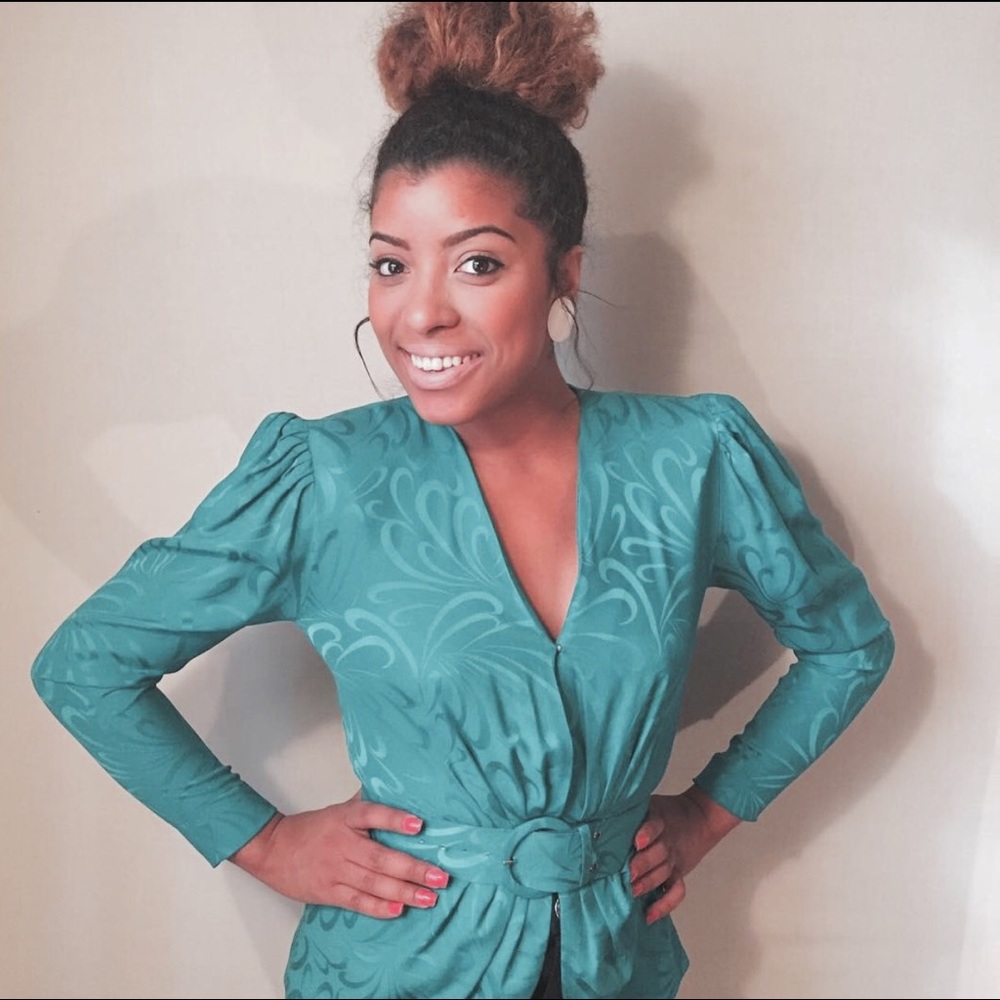 Teal Retro Blouse