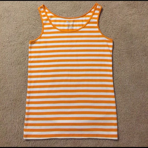 Stylus Tops - Stylus Tank Orange and White Striped XL