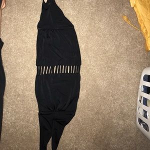 Black two strap bandeau bikini top