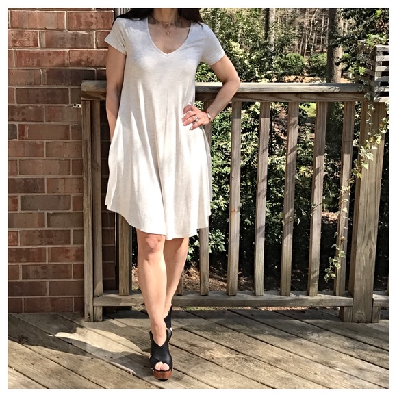 ✨LAST ONE ✨light oatmeal swing dress - Picture 2 of 5