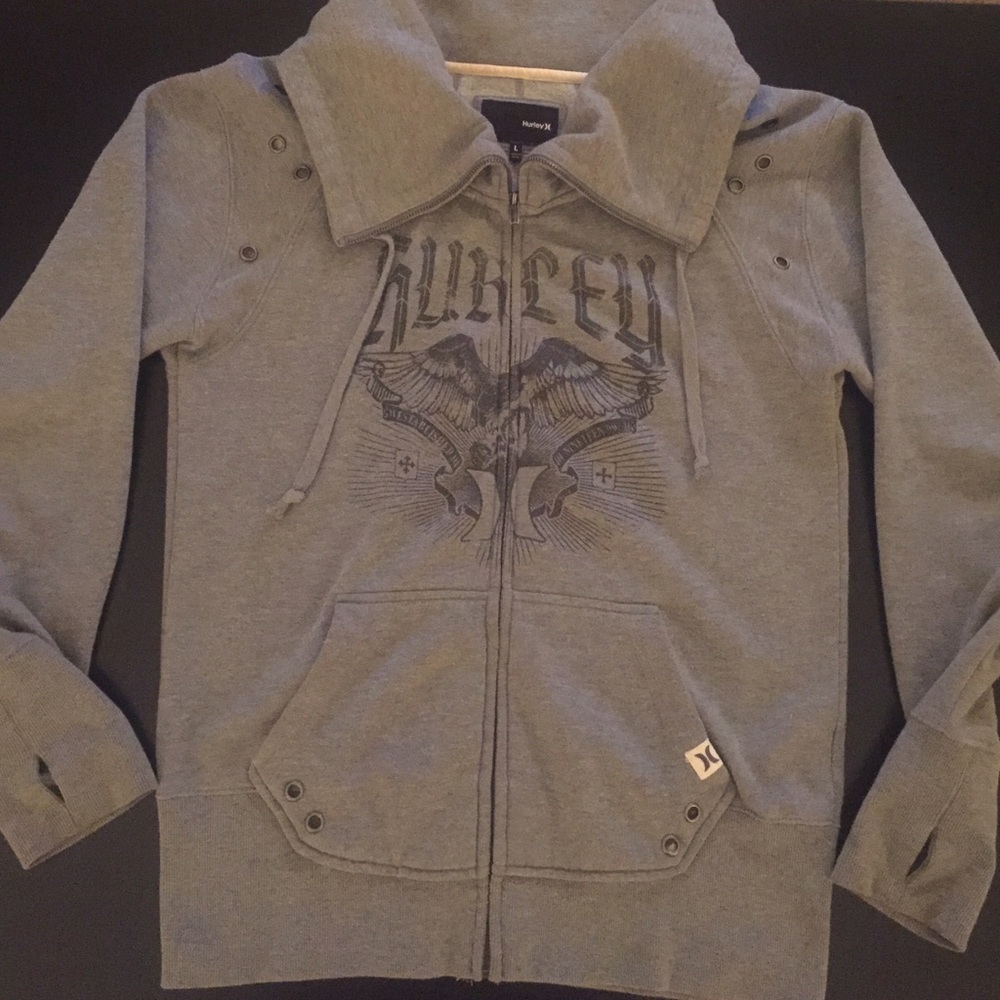 Hurley🌺Size Large Zip Up Hoodie with Thump Holes!