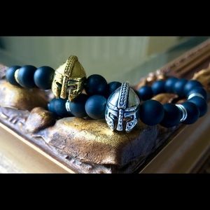 Matte black onyx spartan helmet bracelet