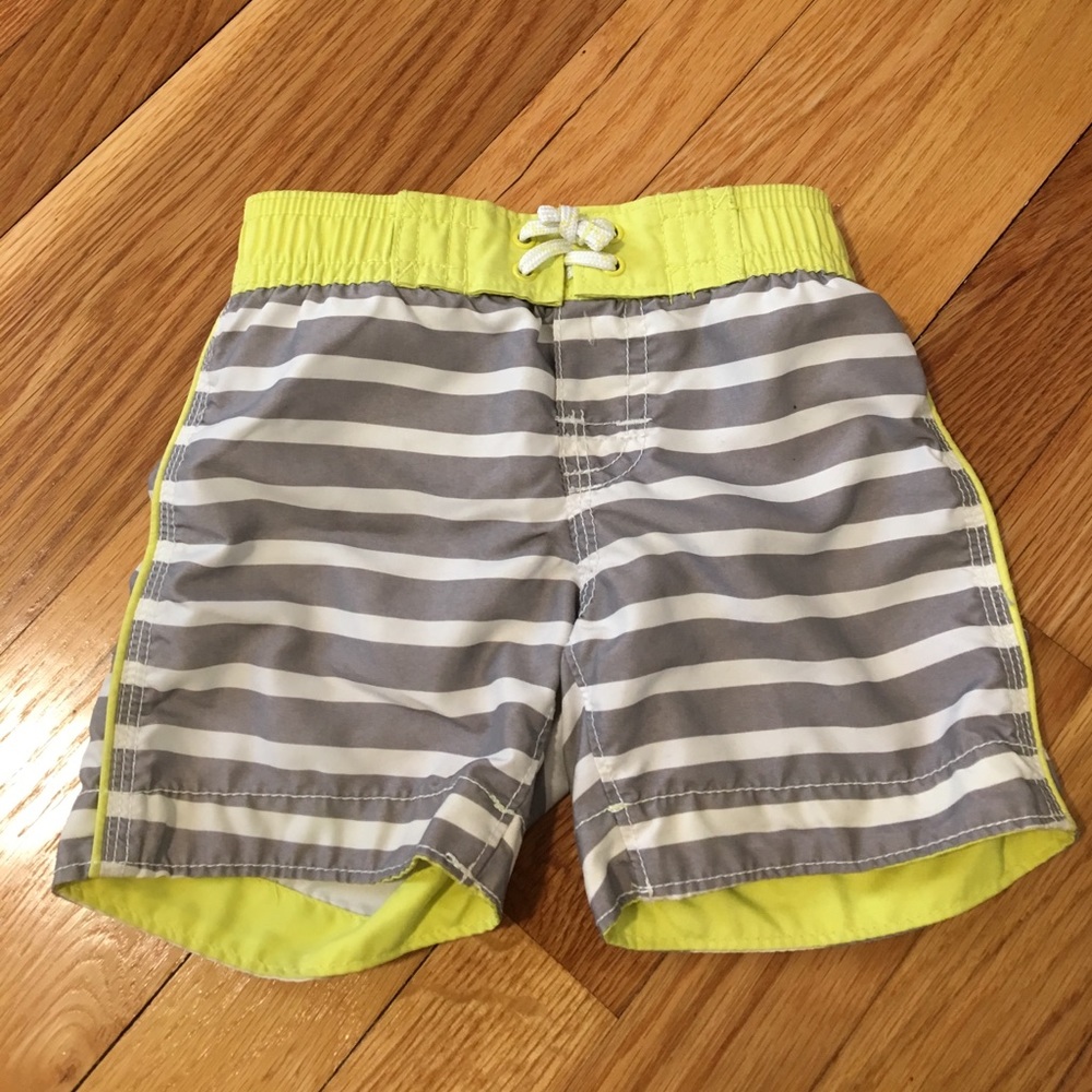 Baby boy white and gray swim trunks