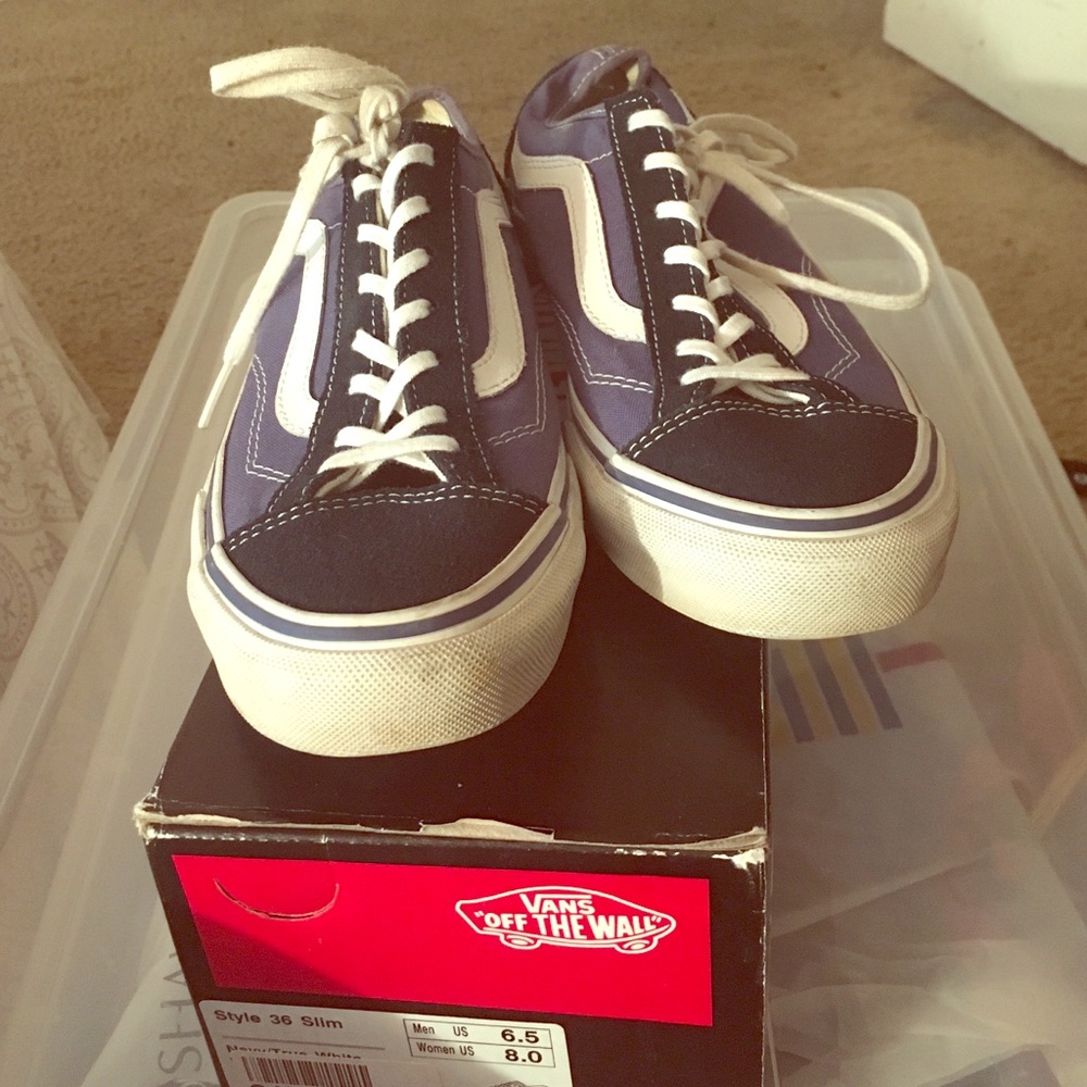 Blue low top vans classics
