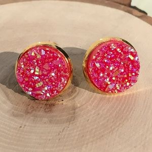 Red & Gold Druzy Earrings 🌸3 for $18🌸