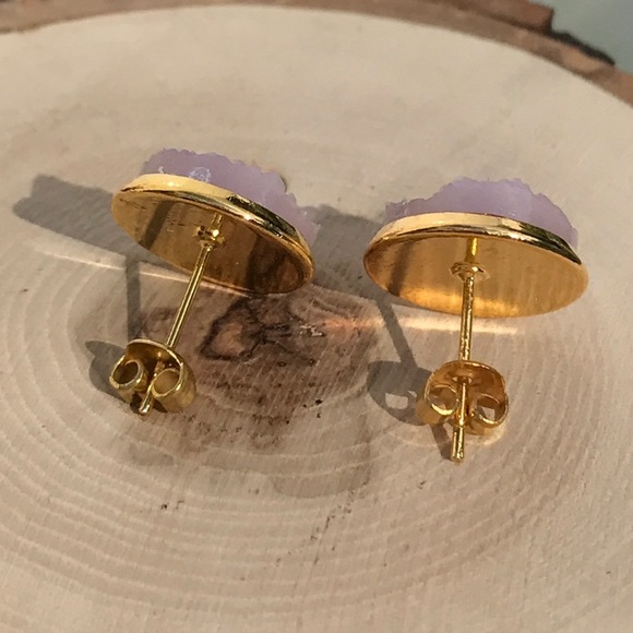 Druzy Studs Lilac Druzy Earrings 🌸3 for $18🌸 - Picture 2 of 3