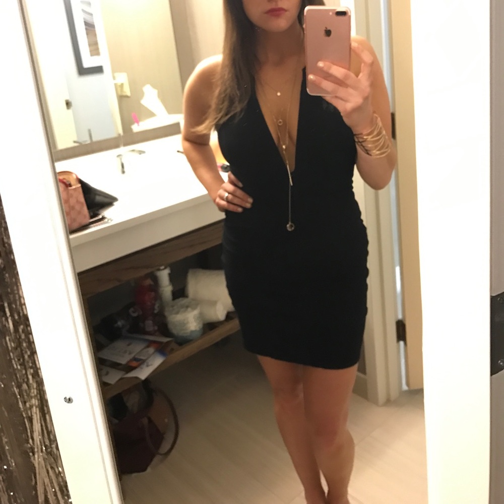 Low cut sexy black dress