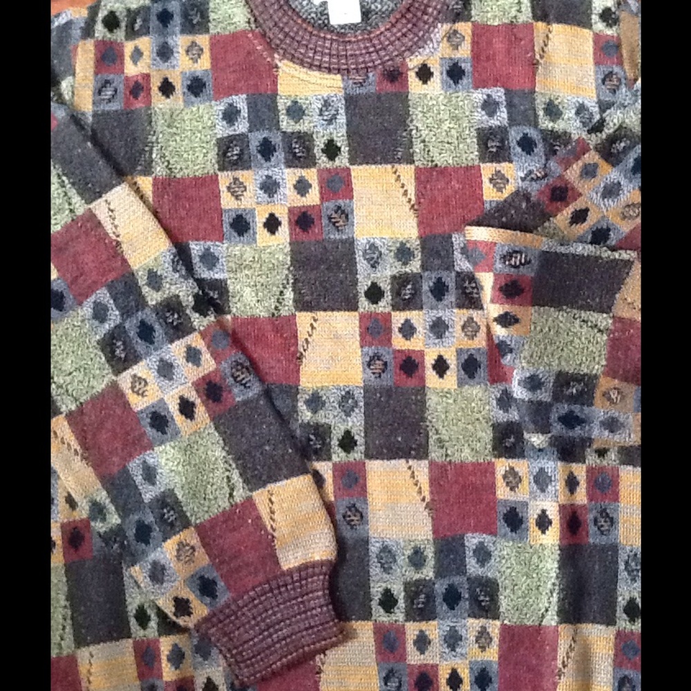 Norm Thompson Italian Wool Blend Geometric Sweater