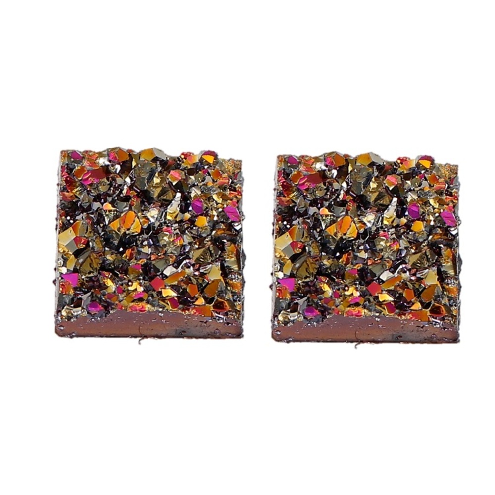 Gold & Orange Druzy Earrings