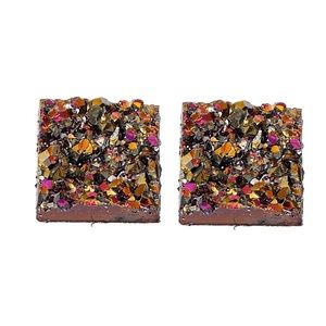 Gold & Orange Druzy Earrings