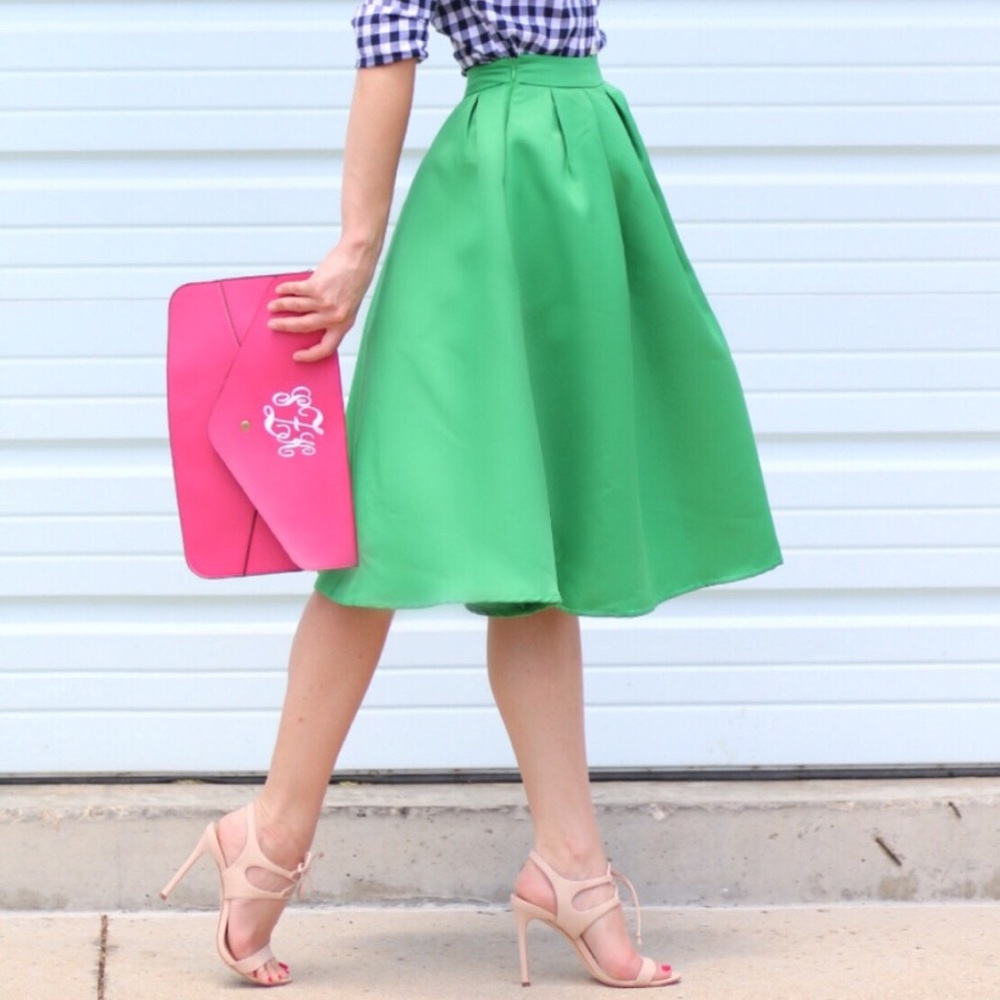 Green pleated skirt - Picture 4 of 4