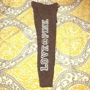 Pink Victoria's Secret skinny gray gym pants