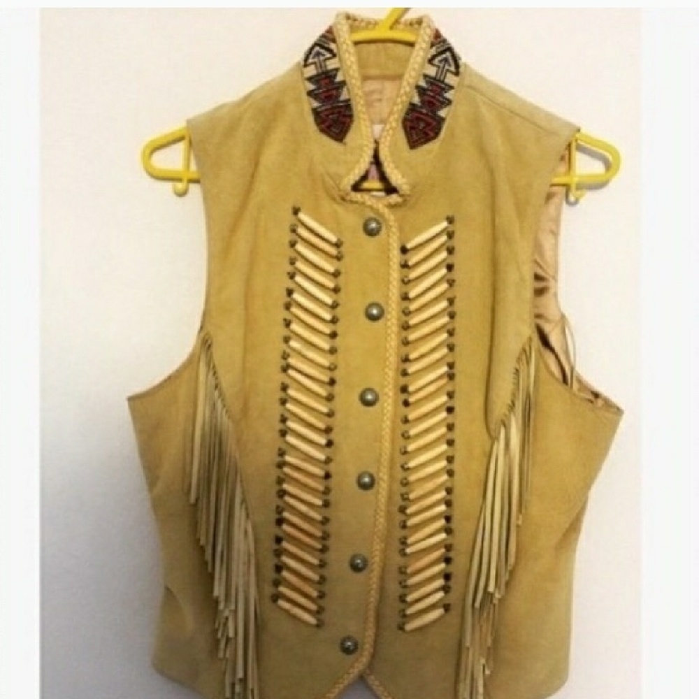 **SOLD**Vintage leather fringe Vest
