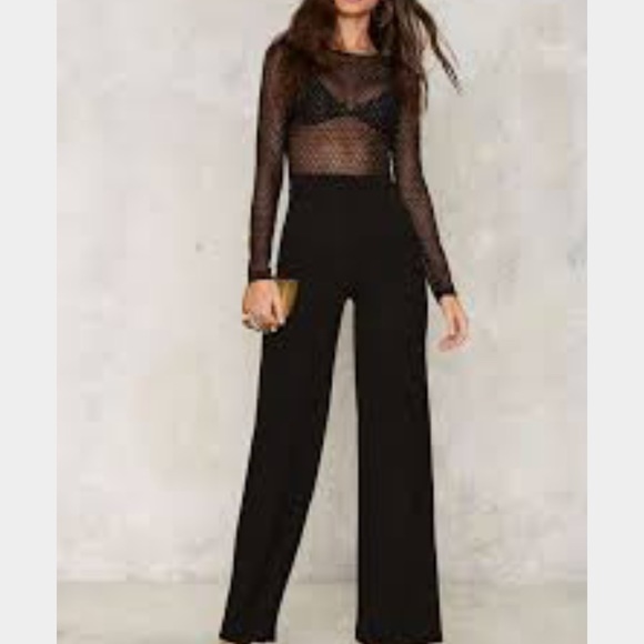 Nasty Gal Pants - Kool Thang Sheer Black Jumpsuit Nasty Gal