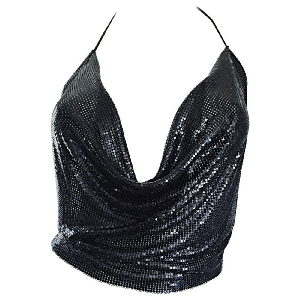 NEW! Black Metal Mesh Halter Top - Picture 4 of 5