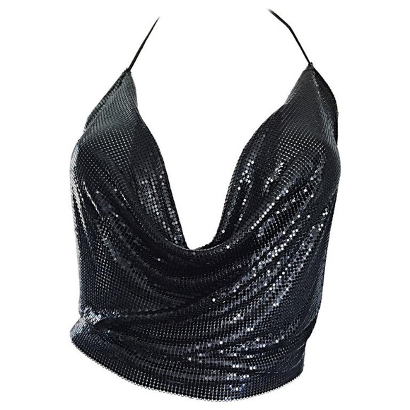 NEW! Black Metal Mesh Halter Top - Picture 4 of 5
