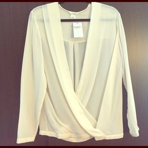 Club Monaco sheer white blouse. Open in the front