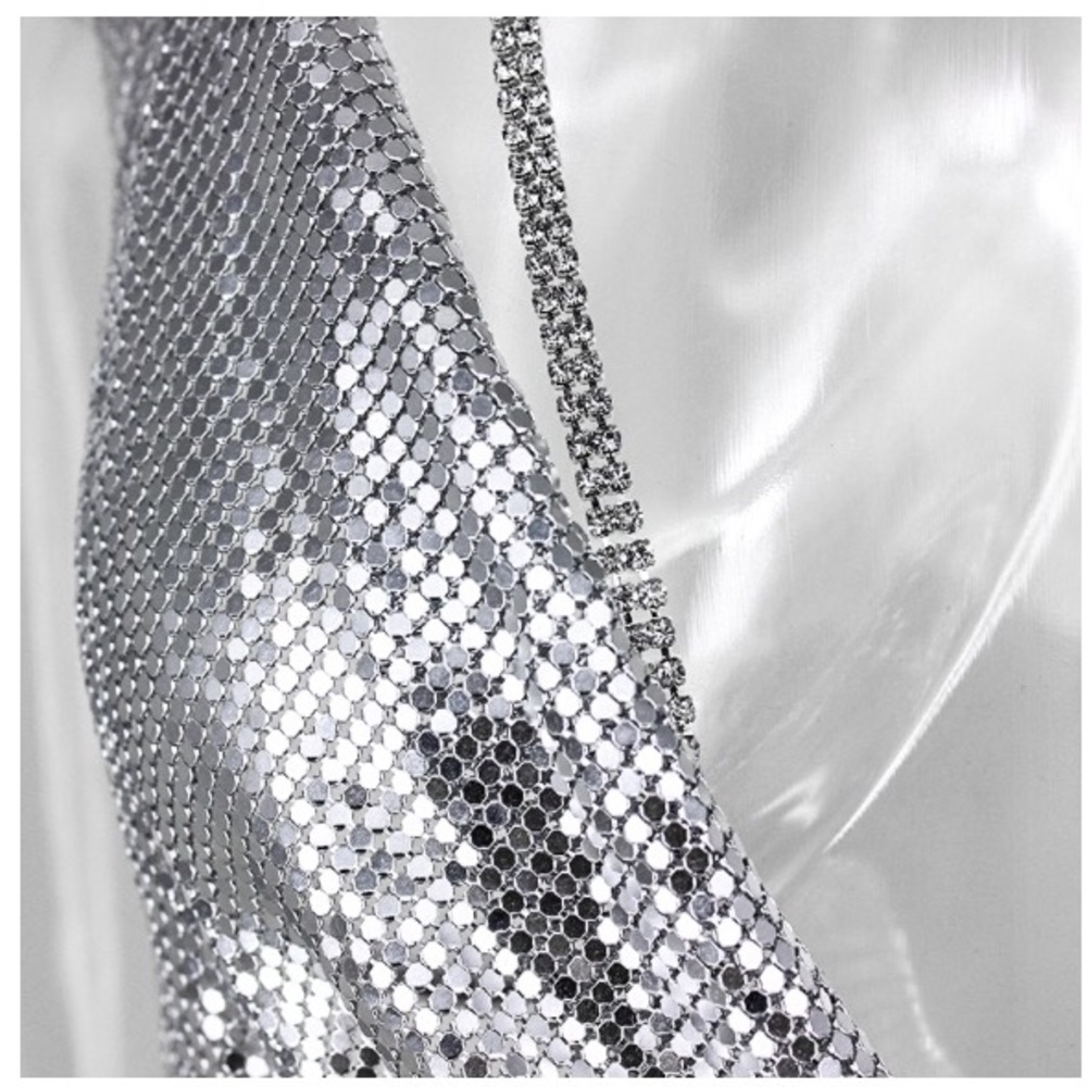 NEW! Silver Metal Mesh Halter Top - Picture 7 of 8