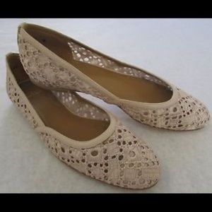 Stuart Weitzman Gold Lace Ballet Flats