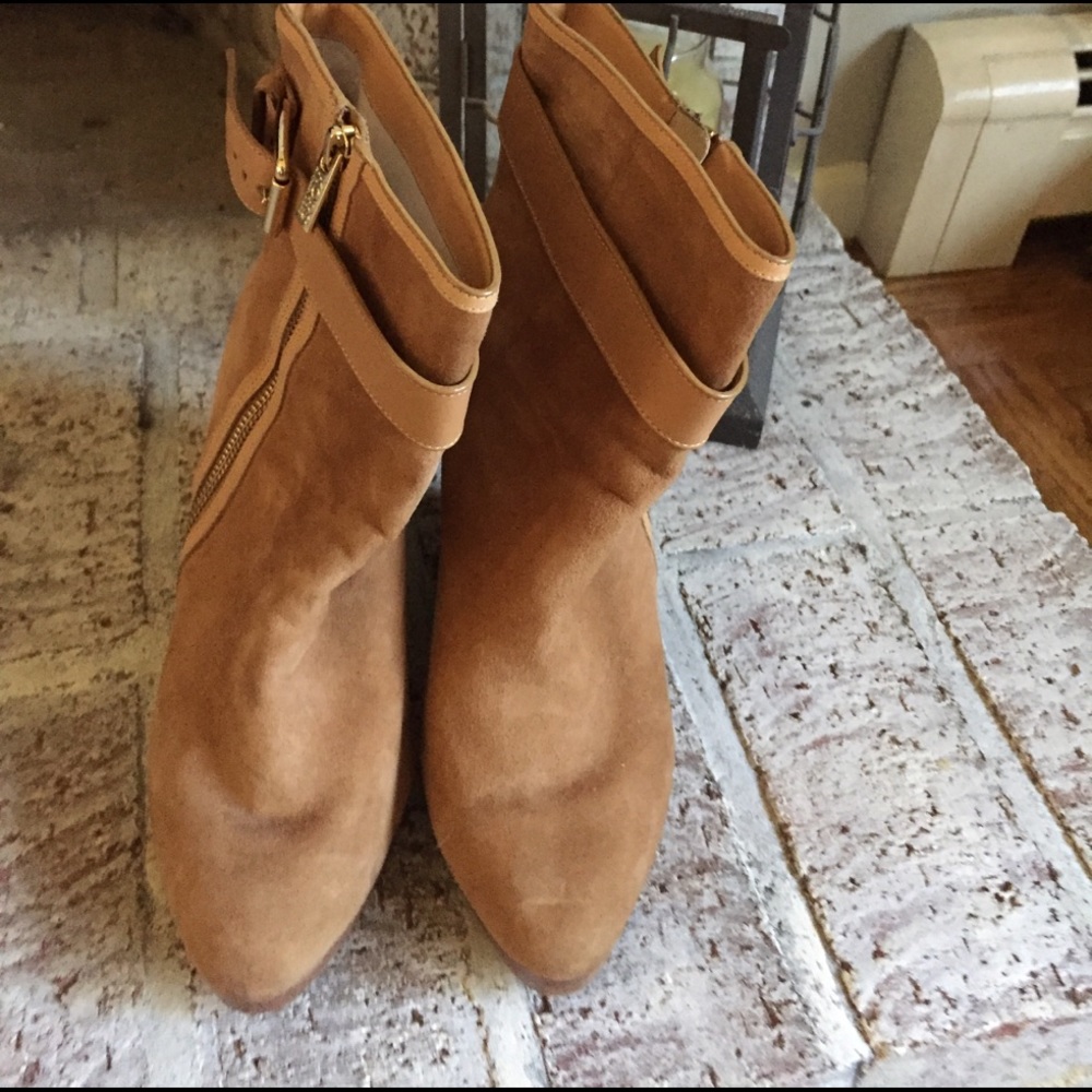Michael Kors suede platform heeled booties size 10