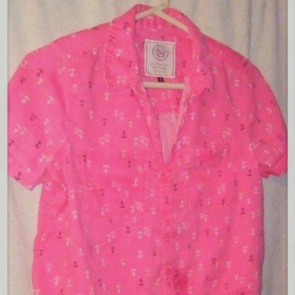 SO "So Perfect Shirt" Anchor Button-up Tee - Picture 3 of 3