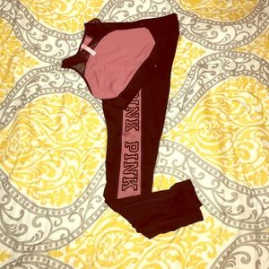 Pink Victoria's Secret leggings and sports bra