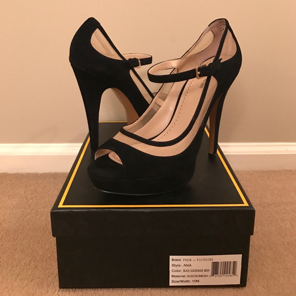 Ana Suede Platform Heels - Picture 1 of 4
