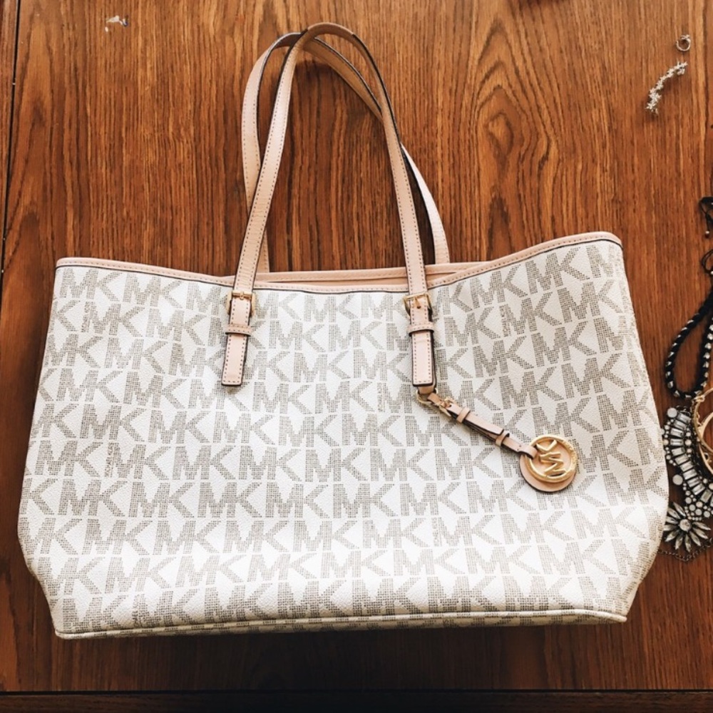 White MK Logo Purse