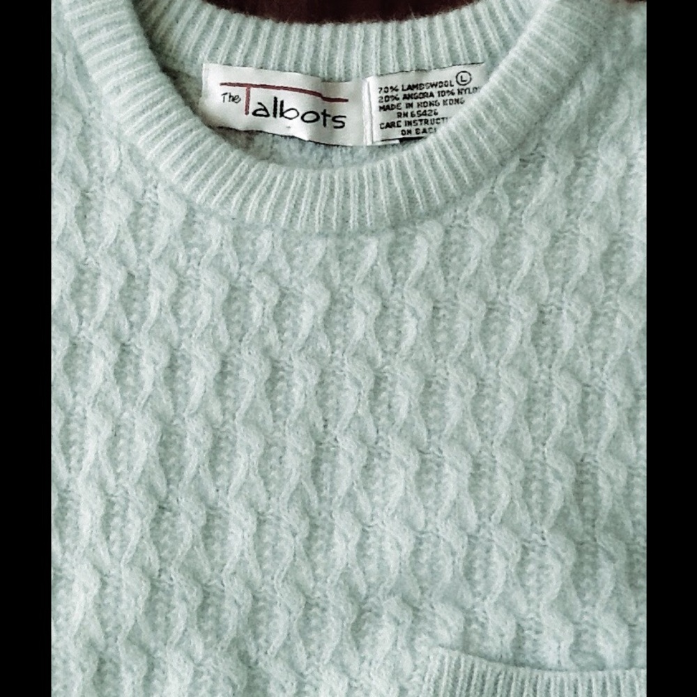 Talbots Lambswool/Angora Cable knit Crewneck