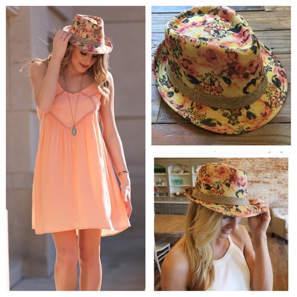 Infinity Raine Accessories - LAST ONE! Floral print fedora hat