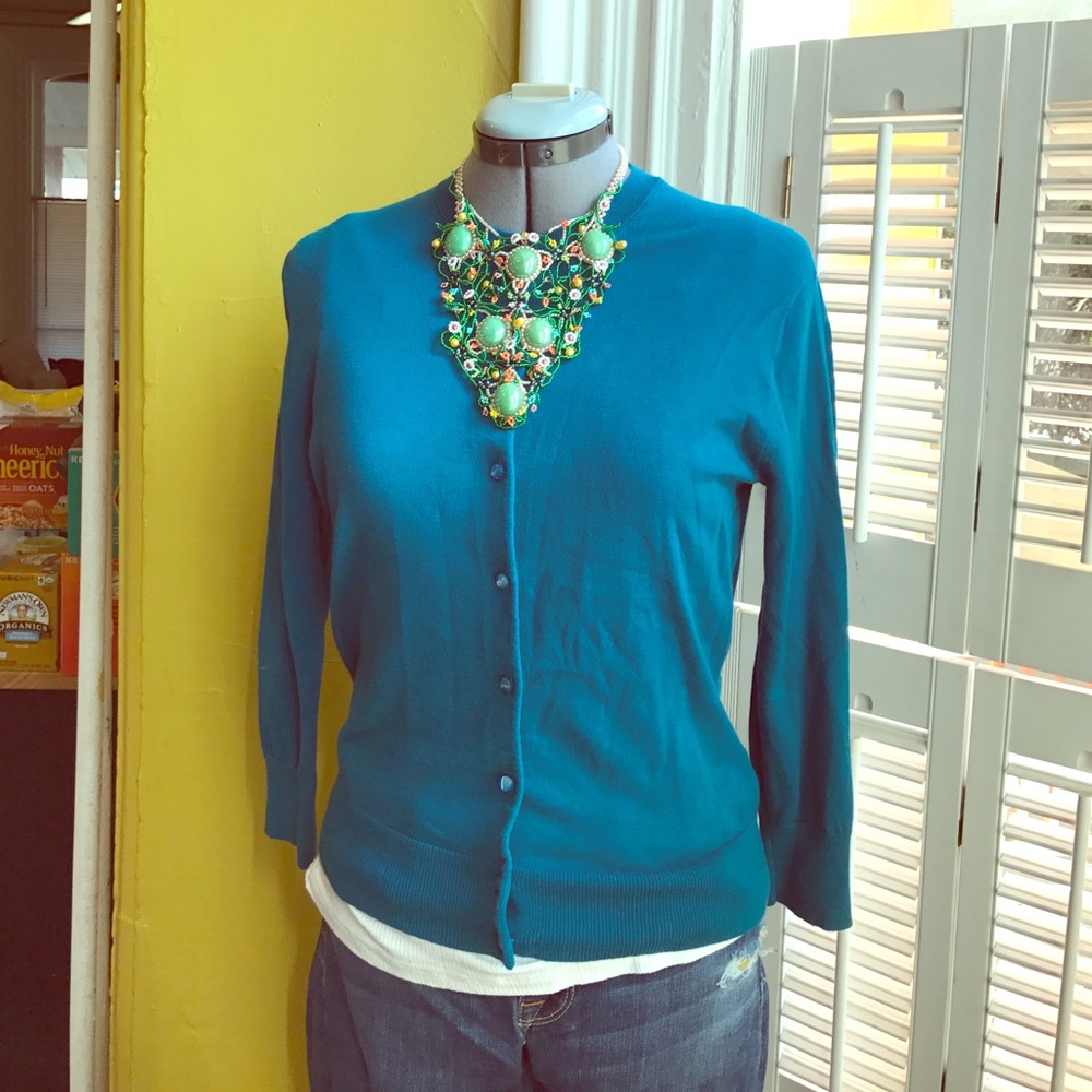 J CREW JACKIE CARDIGAN TEAL