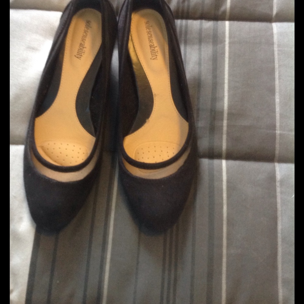 Black suede heels