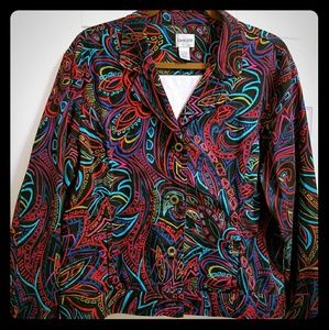 EUC Chicos Multi Colored Jacket: Size 3= Size 16