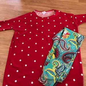 LLR  OS Paisley leggings, xxs red dot Irma