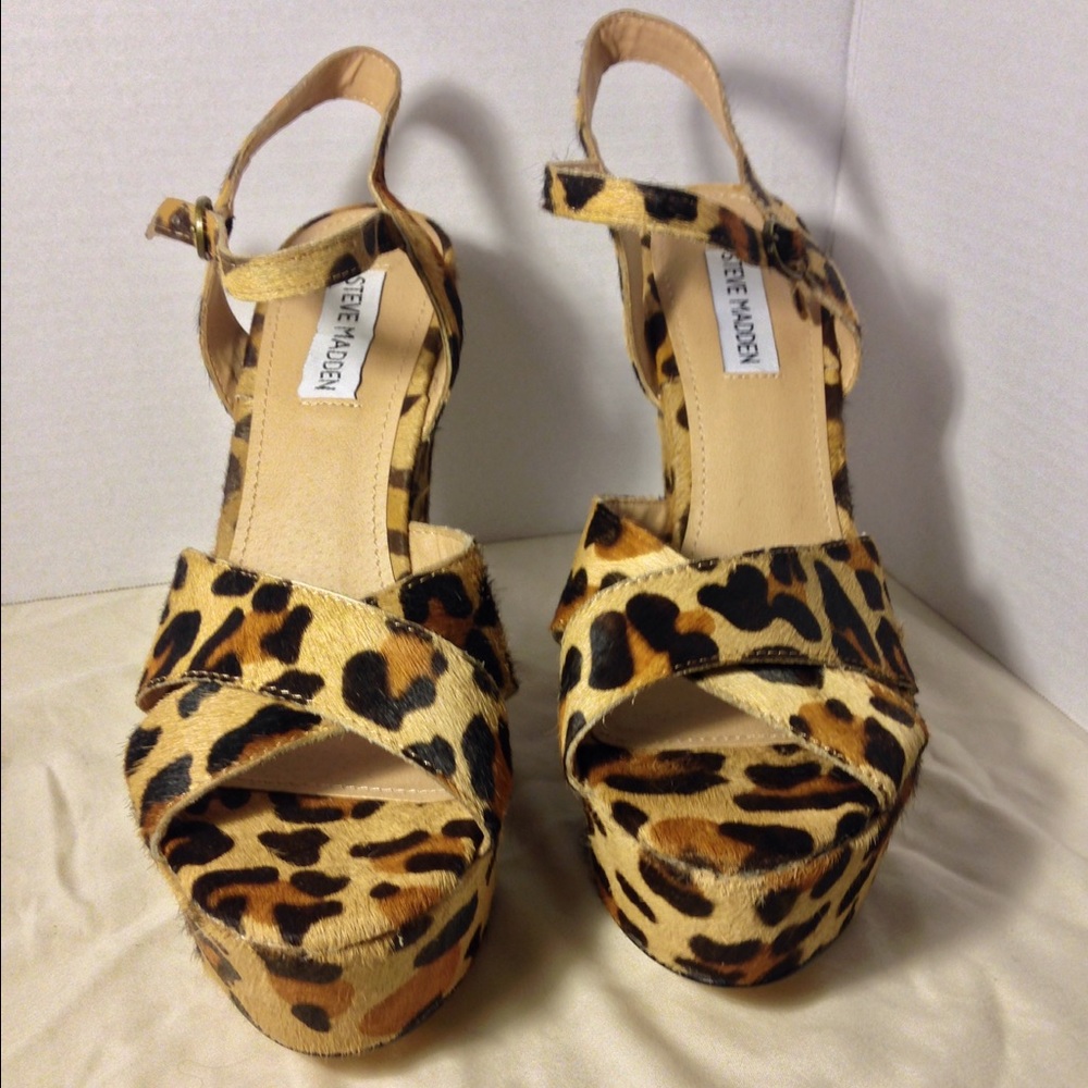 Leopard Printed Cow Hair Wedge