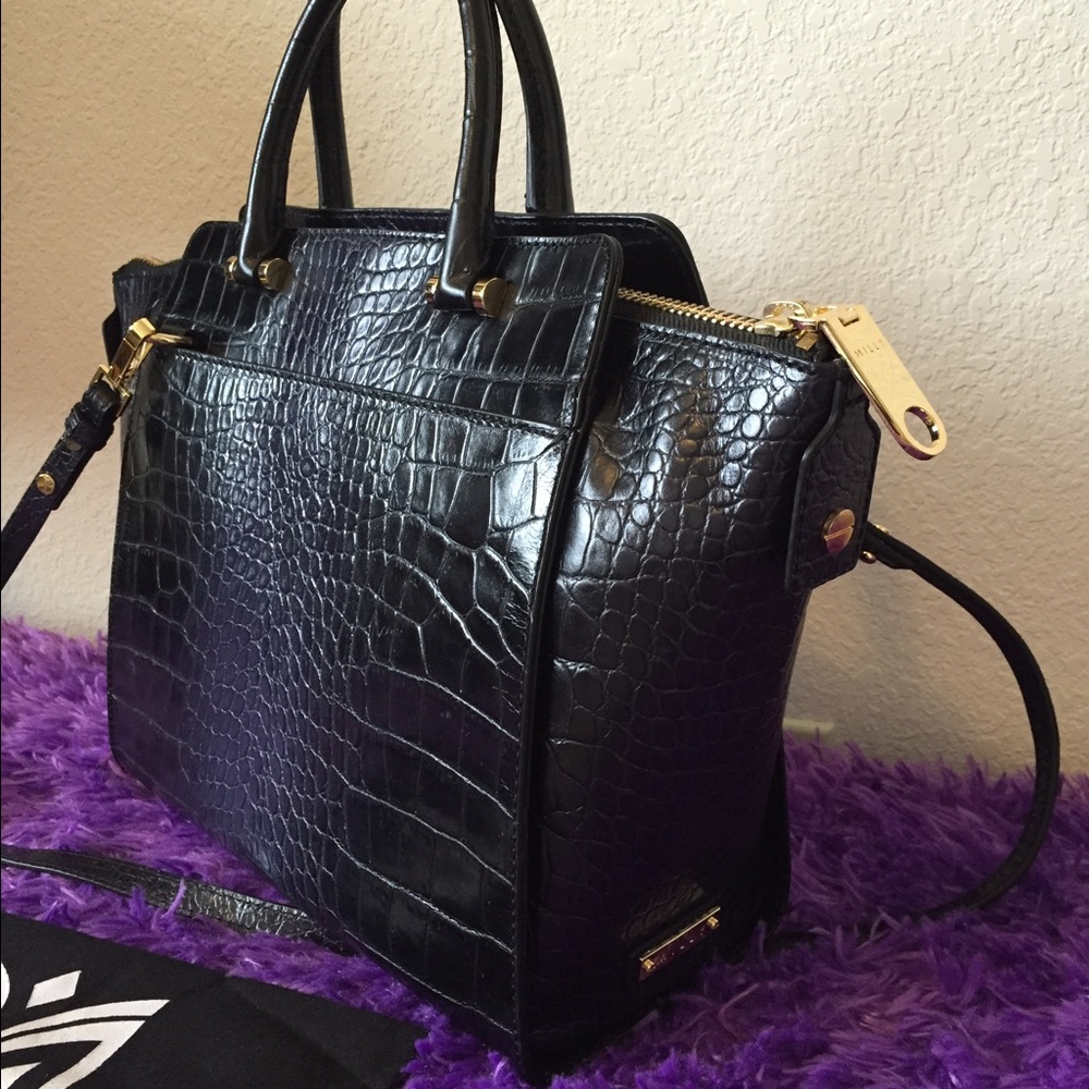 AUTHENTIC Milly Croco Embossed Satchel Handbag - Picture 6 of 7