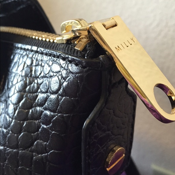 AUTHENTIC Milly Croco Embossed Satchel Handbag - Picture 3 of 7