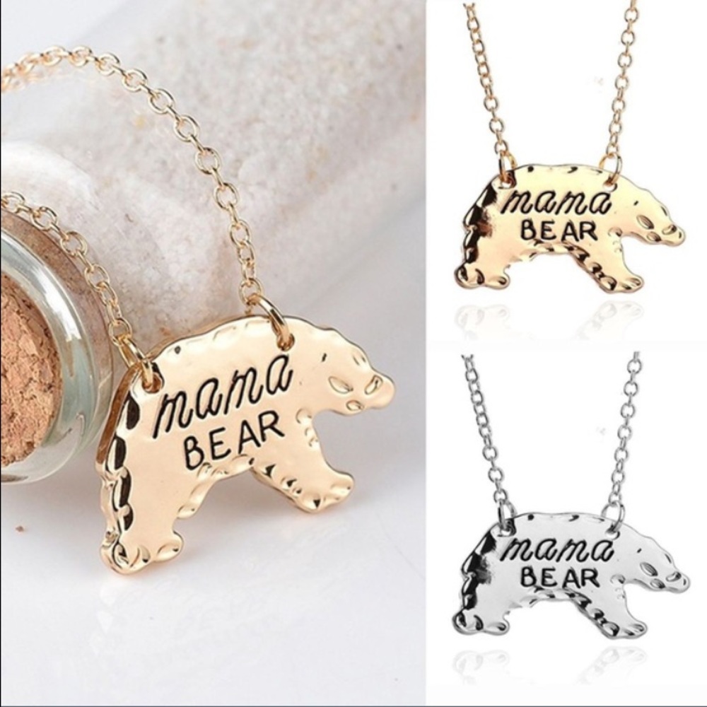 Momma bear necklace available in gold!