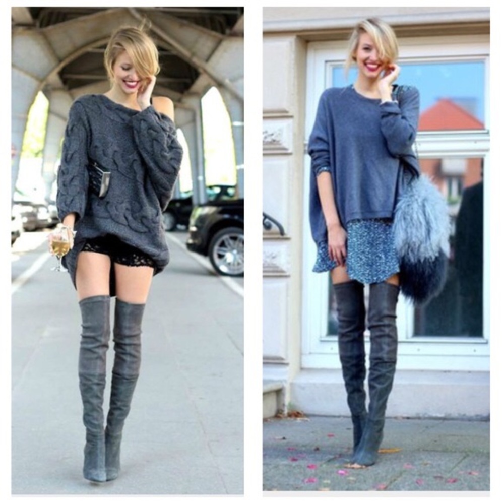 NWOT gray suede over the knee boots