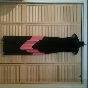 Black/coral chevron maxi dress