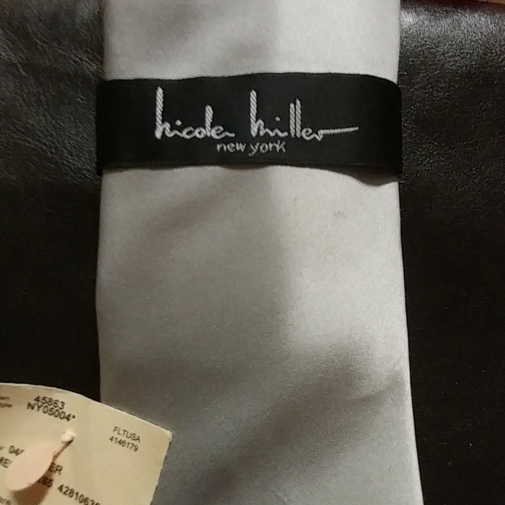 Silver Nichole Miller New York Mens Tie with tags
