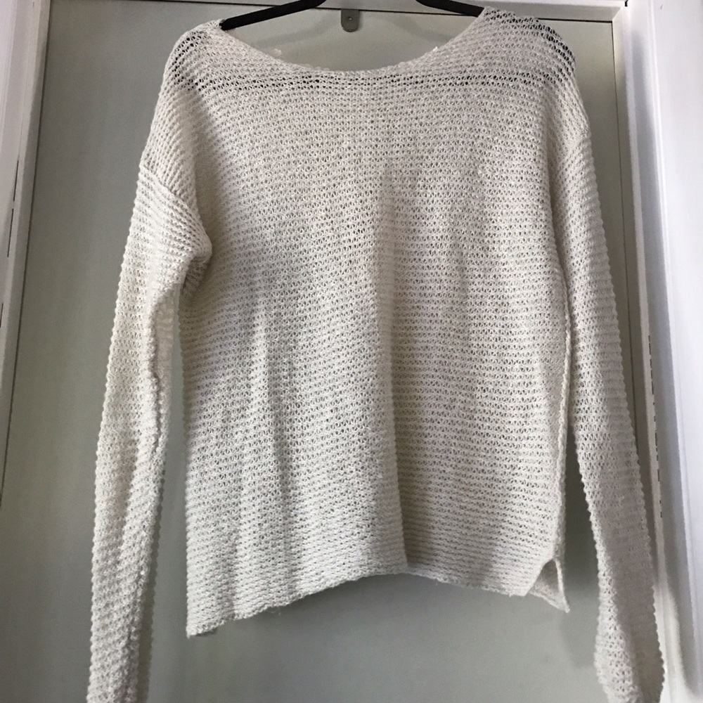 Crochet back open knit sweater