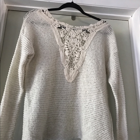 Crochet back open knit sweater - Picture 2 of 2