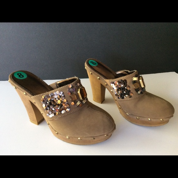 Kathy Van Zeeland Shoes - JEWELED SUEDE CLOGS